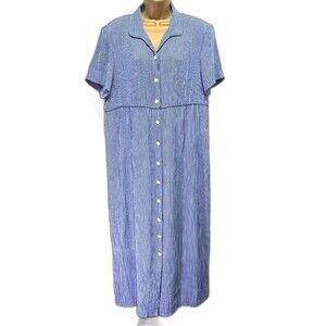 Vtg Talbots Midi Dress Womens 14 Gingham Button Cottage Peasant Prairie Farm USA